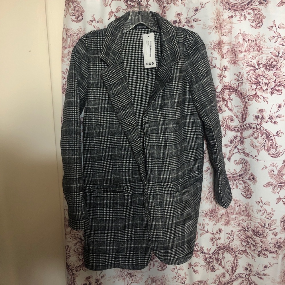 Checked Wool Look Boyfriend Coat